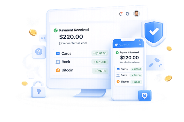 Payment dashboard on desktop and mobile